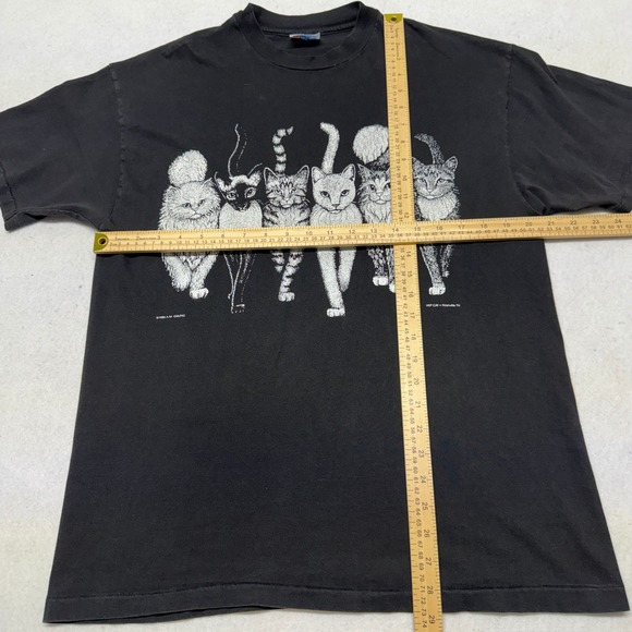 Vintage 1986 Hep Cat Front and Back Graphic T-Shirt Single Stitch Black Large - Picture 8 of 12